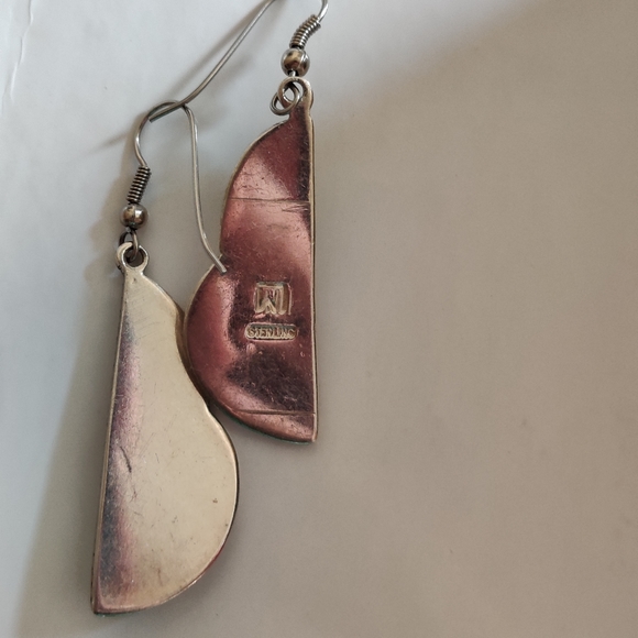 Vintage Sterling Navajo signed sleeping beauty turquoise earrings - Picture 4 of 9